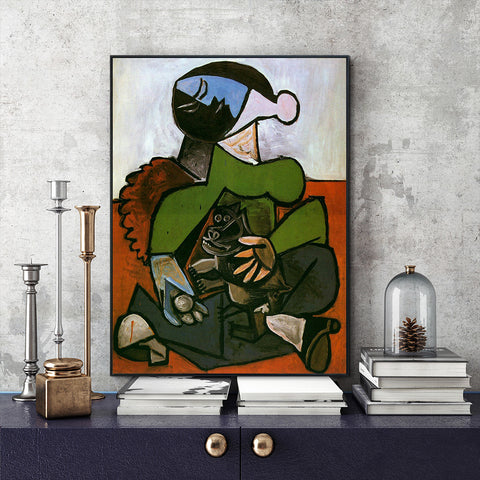 INVIN ART Framed Canvas Giclee Print Art Woman with Blue Hat by Pablo Picasso Wall Art Living Room Home Office Decorations