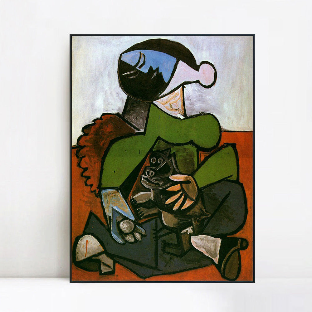 INVIN ART Framed Canvas Giclee Print Art Sitting Woman with Dog by Pablo Picasso Wall Art Living Room Home Office Decorations