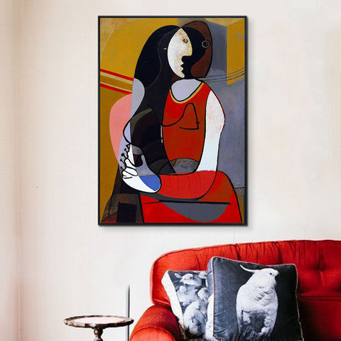 INVIN ART Framed Canvas Giclee Print Art Seated Woman,1927 by Pablo Picasso Wall Art Living Room Home Office Decorations