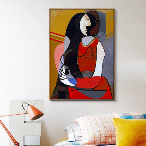 INVIN ART Framed Canvas Giclee Print Art Seated Woman,1927 by Pablo Picasso Wall Art Living Room Home Office Decorations