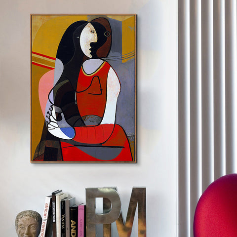 INVIN ART Framed Canvas Giclee Print Art Seated Woman,1927 by Pablo Picasso Wall Art Living Room Home Office Decorations
