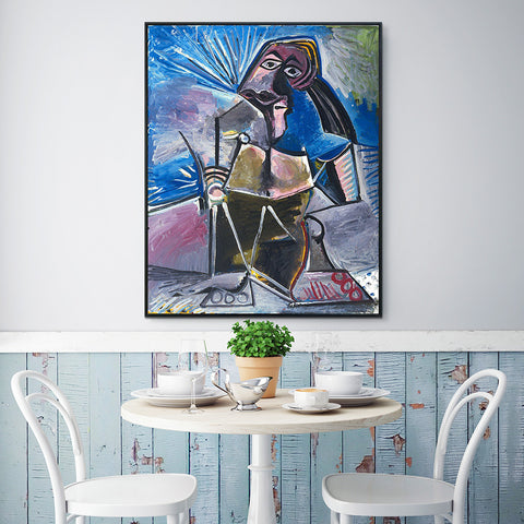 INVIN ART Framed Canvas Giclee Print Art At Work by Pablo Picasso Wall Art Living Room Home Office Decorations