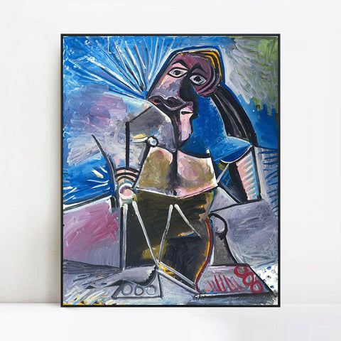 INVIN ART Framed Canvas Giclee Print Art At Work by Pablo Picasso Wall Art Living Room Home Office Decorations