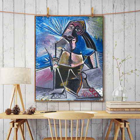 INVIN ART Framed Canvas Giclee Print Art At Work by Pablo Picasso Wall Art Living Room Home Office Decorations