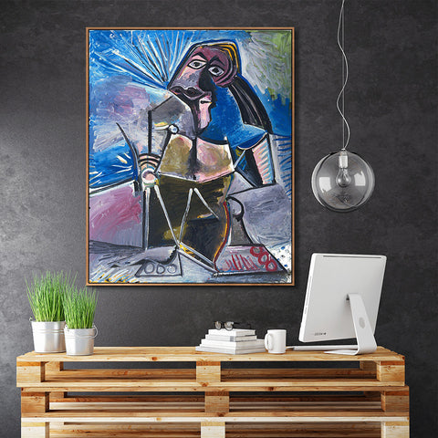INVIN ART Framed Canvas Giclee Print Art At Work by Pablo Picasso Wall Art Living Room Home Office Decorations