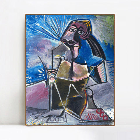 INVIN ART Framed Canvas Giclee Print Art At Work by Pablo Picasso Wall Art Living Room Home Office Decorations