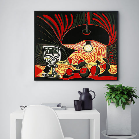 INVIN ART Framed Canvas Giclee Print Art Still Life Under The Lamp by Pablo Picasso Wall Art Living Room Home Office Decorations