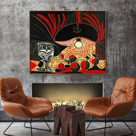 INVIN ART Framed Canvas Giclee Print Art Still Life Under The Lamp by Pablo Picasso Wall Art Living Room Home Office Decorations