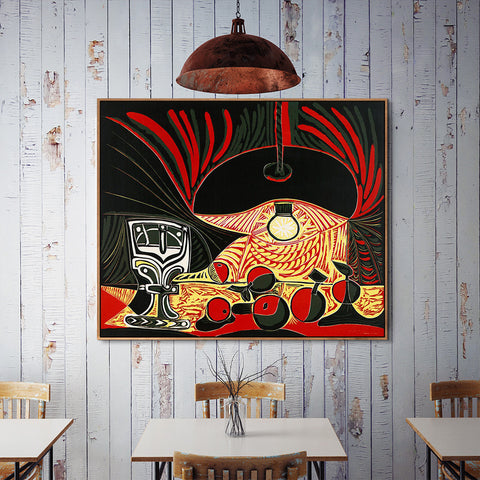 INVIN ART Framed Canvas Giclee Print Art Still Life Under The Lamp by Pablo Picasso Wall Art Living Room Home Office Decorations