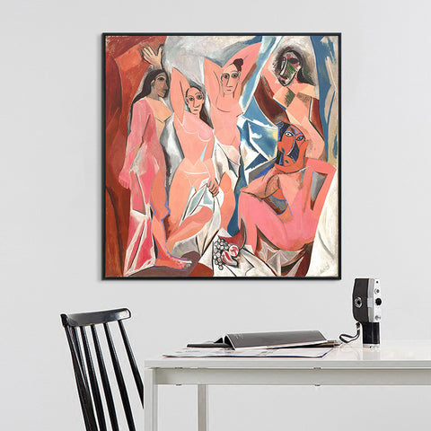 INVIN ART Framed Canvas Giclee Print Art Les Demoiselles d'Avignon by Pablo Picasso Wall Art Living Room Home Office Decorations