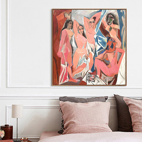 INVIN ART Framed Canvas Giclee Print Art Les Demoiselles d'Avignon by Pablo Picasso Wall Art Living Room Home Office Decorations