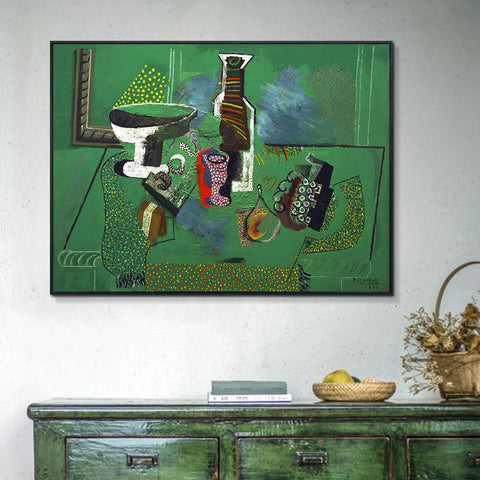 INVIN ART Framed Canvas Giclee Print Art Green Still Life,1914,by Pablo Picasso Wall Art Living Room Home Office Decorations