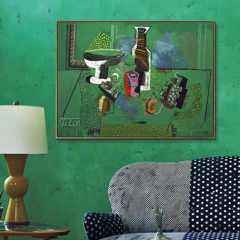 INVIN ART Framed Canvas Giclee Print Art Green Still Life,1914,by Pablo Picasso Wall Art Living Room Home Office Decorations