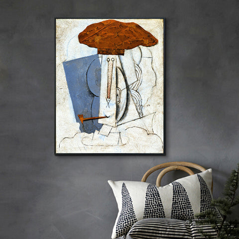 INVIN ART Framed Canvas Giclee Print Art Student with A Pipe,1914 by Pablo Picasso Wall Art Living Room Home Office Decorations