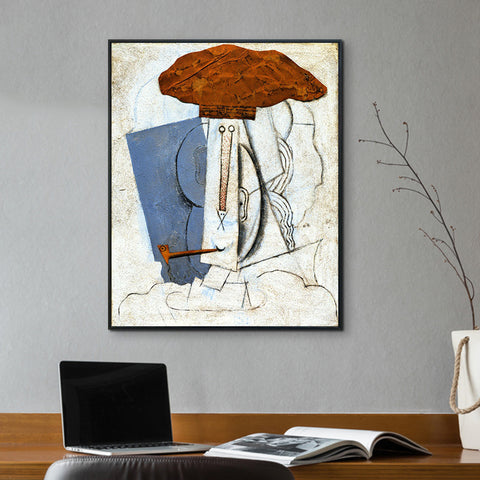 INVIN ART Framed Canvas Giclee Print Art Student with A Pipe,1914 by Pablo Picasso Wall Art Living Room Home Office Decorations