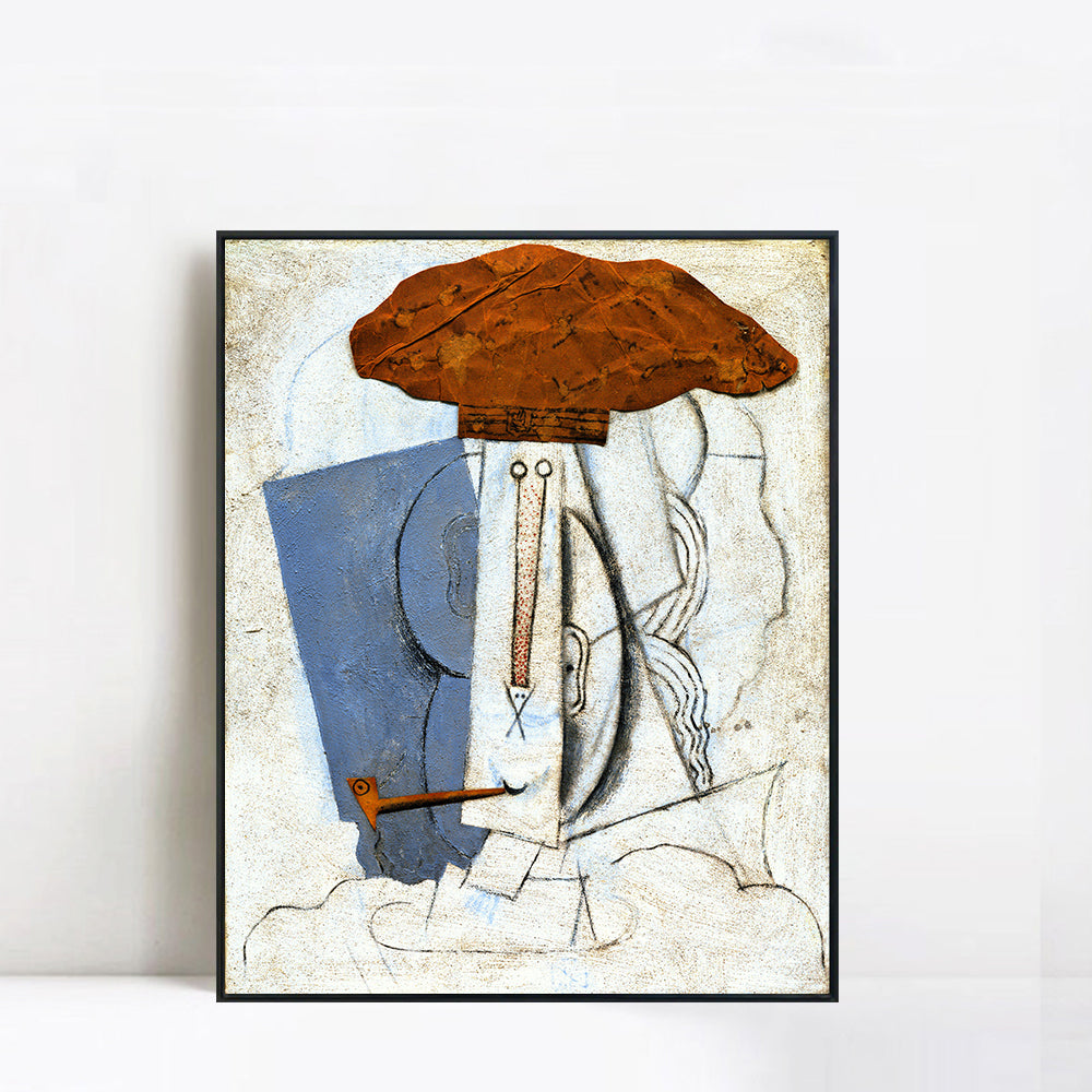 INVIN ART Framed Canvas Giclee Print Art Student with A Pipe,1914 by Pablo Picasso Wall Art Living Room Home Office Decorations