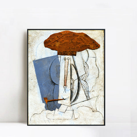 INVIN ART Framed Canvas Giclee Print Art Student with A Pipe,1914 by Pablo Picasso Wall Art Living Room Home Office Decorations