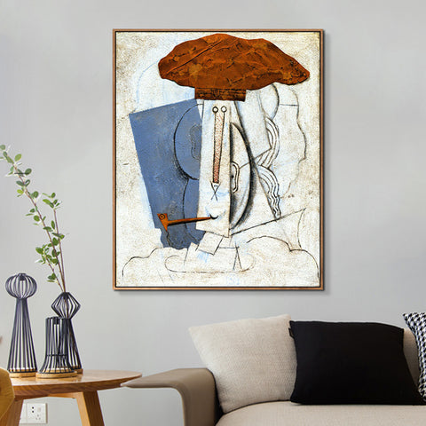 INVIN ART Framed Canvas Giclee Print Art Student with A Pipe,1914 by Pablo Picasso Wall Art Living Room Home Office Decorations