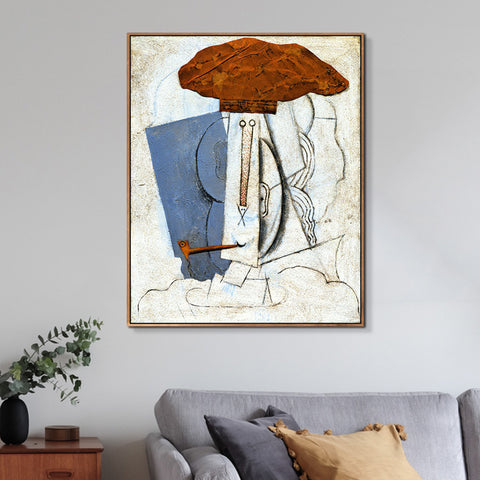 INVIN ART Framed Canvas Giclee Print Art Student with A Pipe,1914 by Pablo Picasso Wall Art Living Room Home Office Decorations