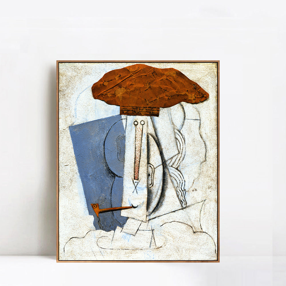 INVIN ART Framed Canvas Giclee Print Art Student with A Pipe,1914 by Pablo Picasso Wall Art Living Room Home Office Decorations