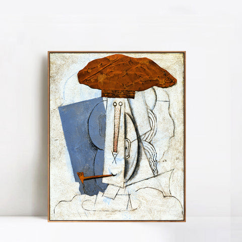 INVIN ART Framed Canvas Giclee Print Art Student with A Pipe,1914 by Pablo Picasso Wall Art Living Room Home Office Decorations