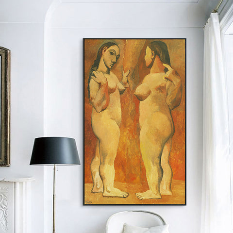 INVIN ART Framed Canvas Giclee Print Art Two Nudes by Pablo Picasso Wall Art Living Room Home Office Decorations