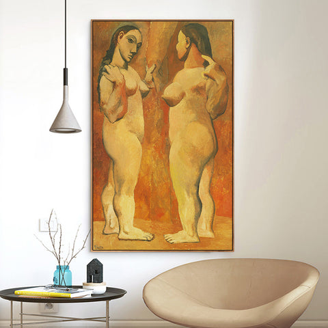 INVIN ART Framed Canvas Giclee Print Art Two Nudes by Pablo Picasso Wall Art Living Room Home Office Decorations