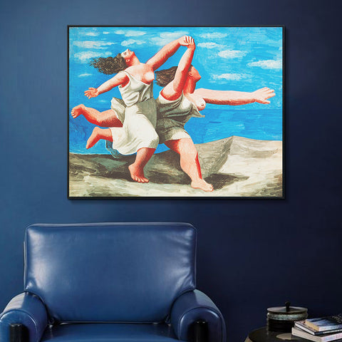 INVIN ART Framed Canvas Giclee Print Art Two Women Running on the Beach (The race),1922 by Pablo Picasso Wall Art Living Room Home Office Decorations
