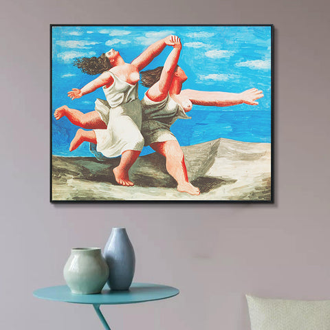 INVIN ART Framed Canvas Giclee Print Art Two Women Running on the Beach (The race),1922 by Pablo Picasso Wall Art Living Room Home Office Decorations