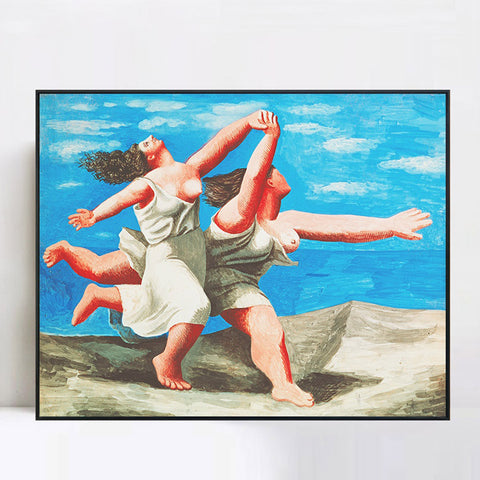 INVIN ART Framed Canvas Giclee Print Art Two Women Running on the Beach (The race),1922 by Pablo Picasso Wall Art Living Room Home Office Decorations