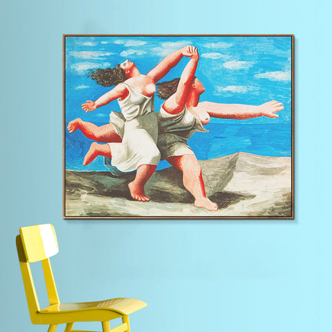INVIN ART Framed Canvas Giclee Print Art Two Women Running on the Beach (The race),1922 by Pablo Picasso Wall Art Living Room Home Office Decorations