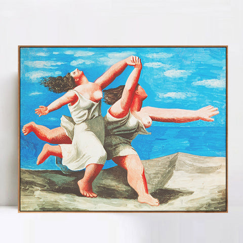 INVIN ART Framed Canvas Giclee Print Art Two Women Running on the Beach (The race),1922 by Pablo Picasso Wall Art Living Room Home Office Decorations