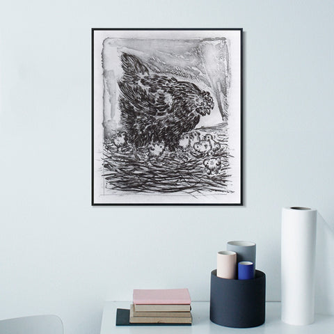 INVIN ART Framed Canvas Giclee Print Art Hen with chicks 1941 by Pablo Picasso Wall Art Living Room Home Office Decorations