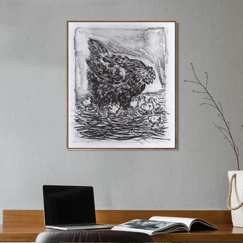 INVIN ART Framed Canvas Giclee Print Art Hen with chicks 1941 by Pablo Picasso Wall Art Living Room Home Office Decorations