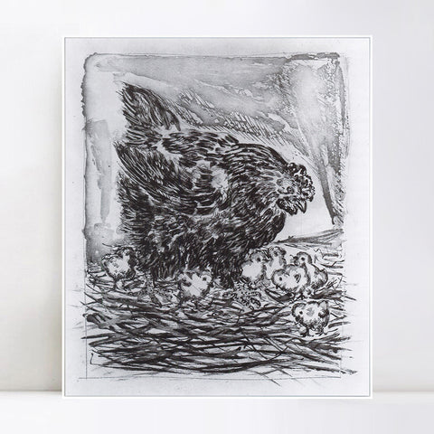 INVIN ART Framed Canvas Giclee Print Art Hen with chicks 1941 by Pablo Picasso Wall Art Living Room Home Office Decorations