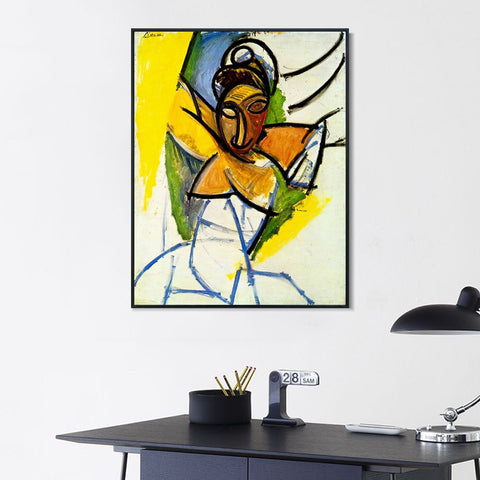 INVIN ART Framed Canvas Giclee Print Art 1907 Demoiselle d'Aviny by Pablo Picasso Wall Art Living Room Home Office Decorations