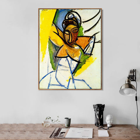 INVIN ART Framed Canvas Giclee Print Art 1907 Demoiselle d'Aviny by Pablo Picasso Wall Art Living Room Home Office Decorations
