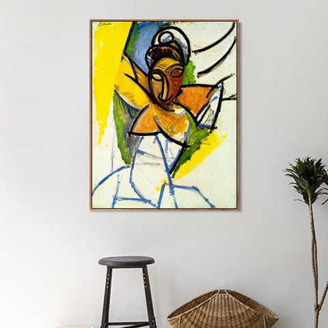 INVIN ART Framed Canvas Giclee Print Art 1907 Demoiselle d'Aviny by Pablo Picasso Wall Art Living Room Home Office Decorations