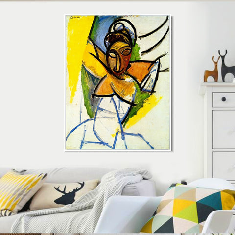 INVIN ART Framed Canvas Giclee Print Art 1907 Demoiselle d'Aviny by Pablo Picasso Wall Art Living Room Home Office Decorations