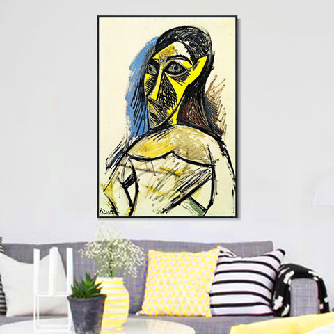 INVIN ART Framed Canvas Giclee Print Art 1907 Femme nue by Pablo Picasso Wall Art Living Room Home Office Decorations