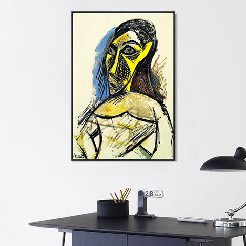 INVIN ART Framed Canvas Giclee Print Art 1907 Femme nue by Pablo Picasso Wall Art Living Room Home Office Decorations