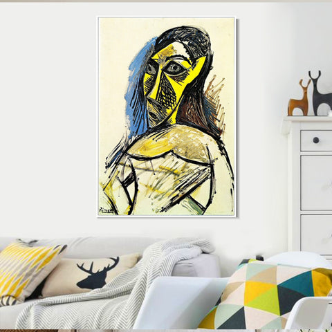INVIN ART Framed Canvas Giclee Print Art 1907 Femme nue by Pablo Picasso Wall Art Living Room Home Office Decorations