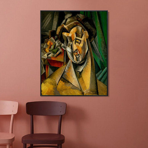 INVIN ART Framed Canvas Giclee Print Art 1909 Femme aux poires (Fernande) by Pablo Picasso Wall Art Living Room Home Office Decoration