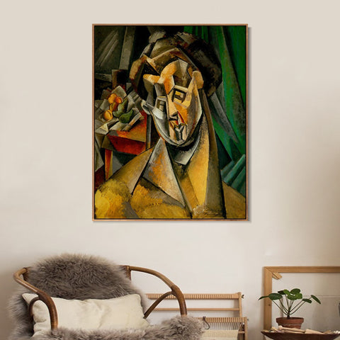 INVIN ART Framed Canvas Giclee Print Art 1909 Femme aux poires (Fernande) by Pablo Picasso Wall Art Living Room Home Office Decoration