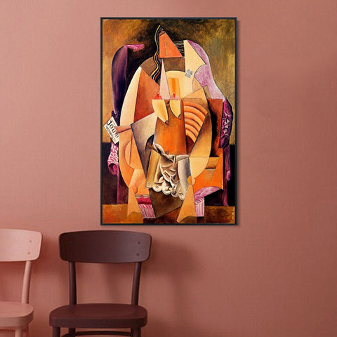 INVIN ART Framed Canvas Giclee Print Art 1913 Femme en chemise assise dans un fauteuil by Pablo Picasso Wall Art Living Room Home Office Decorations