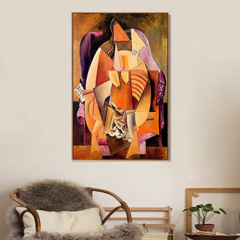 INVIN ART Framed Canvas Giclee Print Art 1913 Femme en chemise assise dans un fauteuil by Pablo Picasso Wall Art Living Room Home Office Decorations