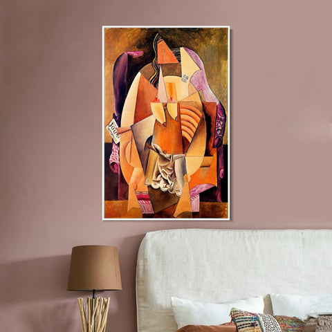 INVIN ART Framed Canvas Giclee Print Art 1913 Femme en chemise assise dans un fauteuil by Pablo Picasso Wall Art Living Room Home Office Decorations