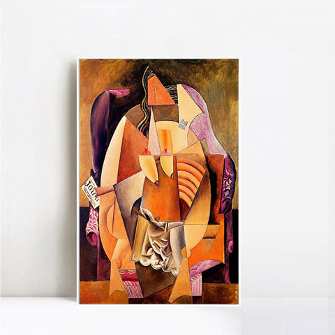 INVIN ART Framed Canvas Giclee Print Art 1913 Femme en chemise assise dans un fauteuil by Pablo Picasso Wall Art Living Room Home Office Decorations