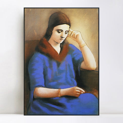 INVIN ART Framed Canvas Giclee Print Art 1923 Olga pensive by Pablo Picasso Wall Art Living Room Home Office Decorations