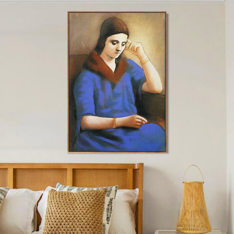 INVIN ART Framed Canvas Giclee Print Art 1923 Olga pensive by Pablo Picasso Wall Art Living Room Home Office Decorations
